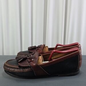 Johnston & Murphy Mens Aragon Kiltie Tassel Black Brown Leather Loafers SZ 8.5 M
